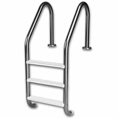 3-Tread Ladder w/ White Treads w/Escutcheons – Hydra Pools