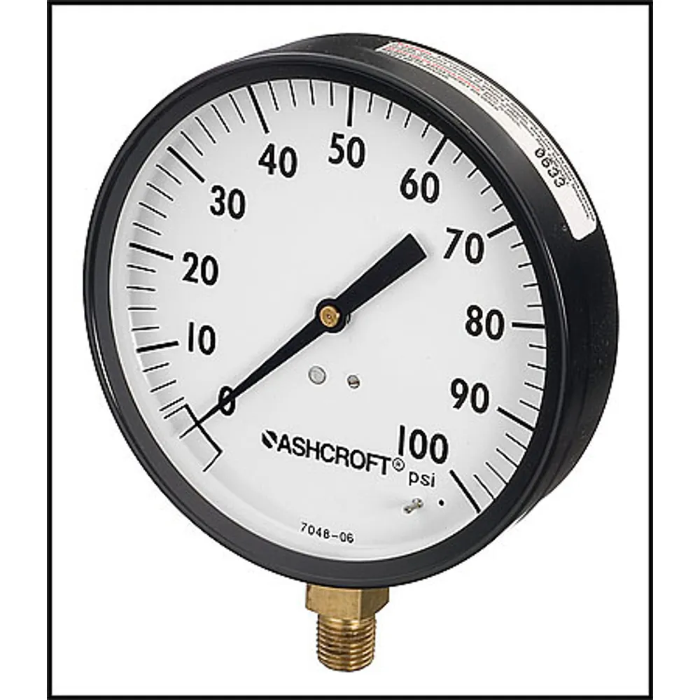 4 1/2″ Pressure Gauge 1/4″ Bottom Mount 0-100 PSI (Steel Case)