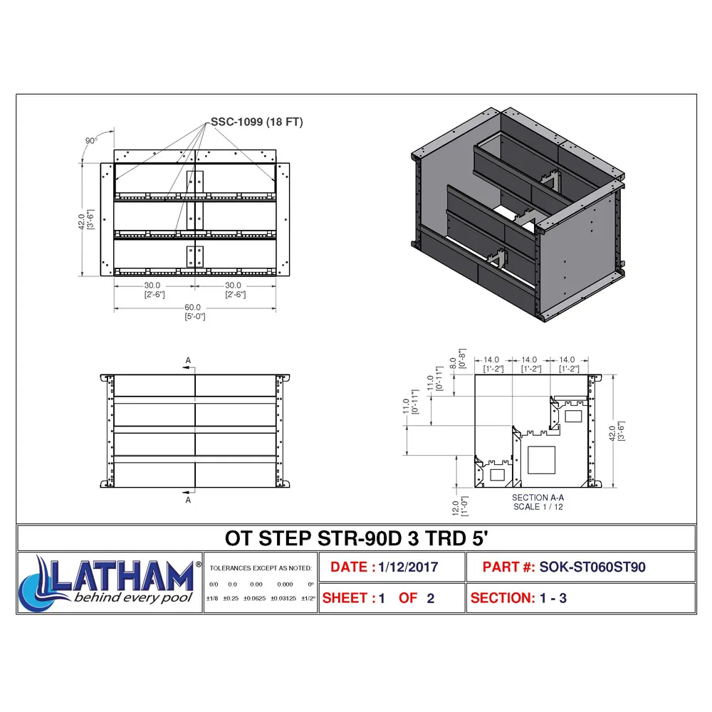 5′ Straight 3-Tread Steel Step
