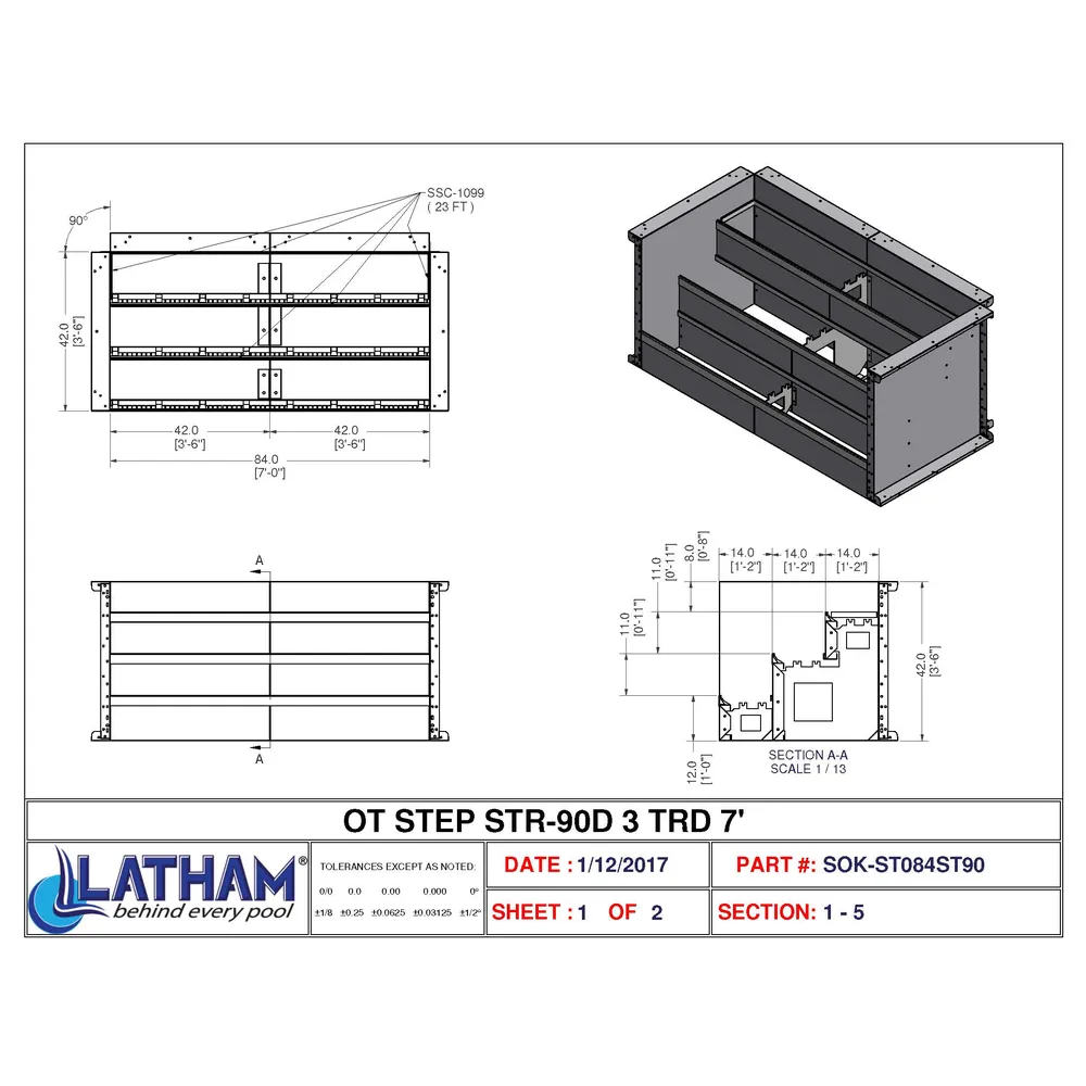 7′ Straight 3-Tread Steel Step