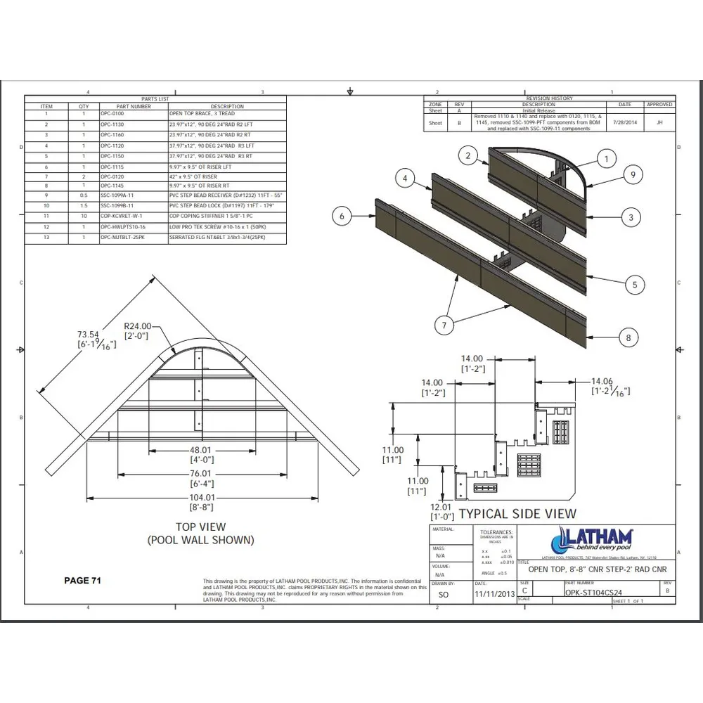 8′ Corner Step Polymer 3-Tread 2’R