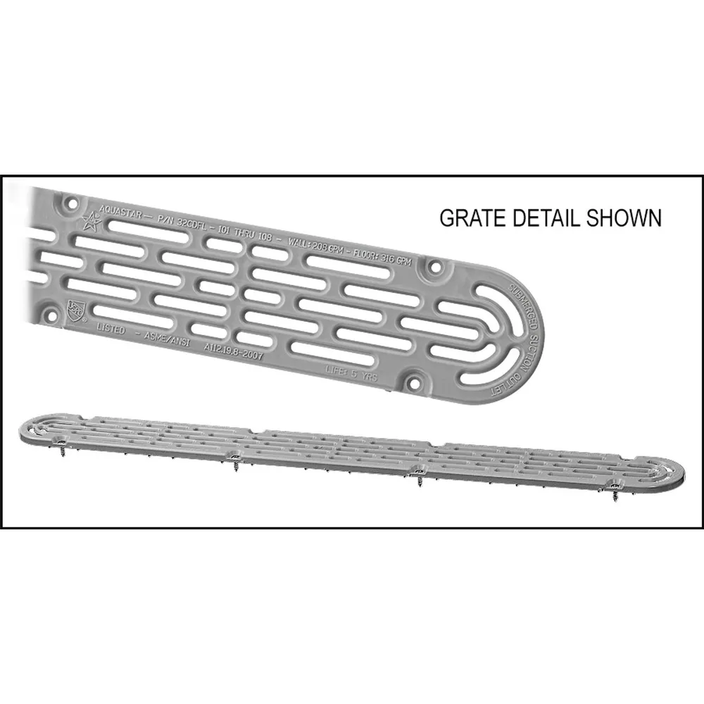 AQUASTAR 32″ FLAT GRATE ONLY LGRAY
