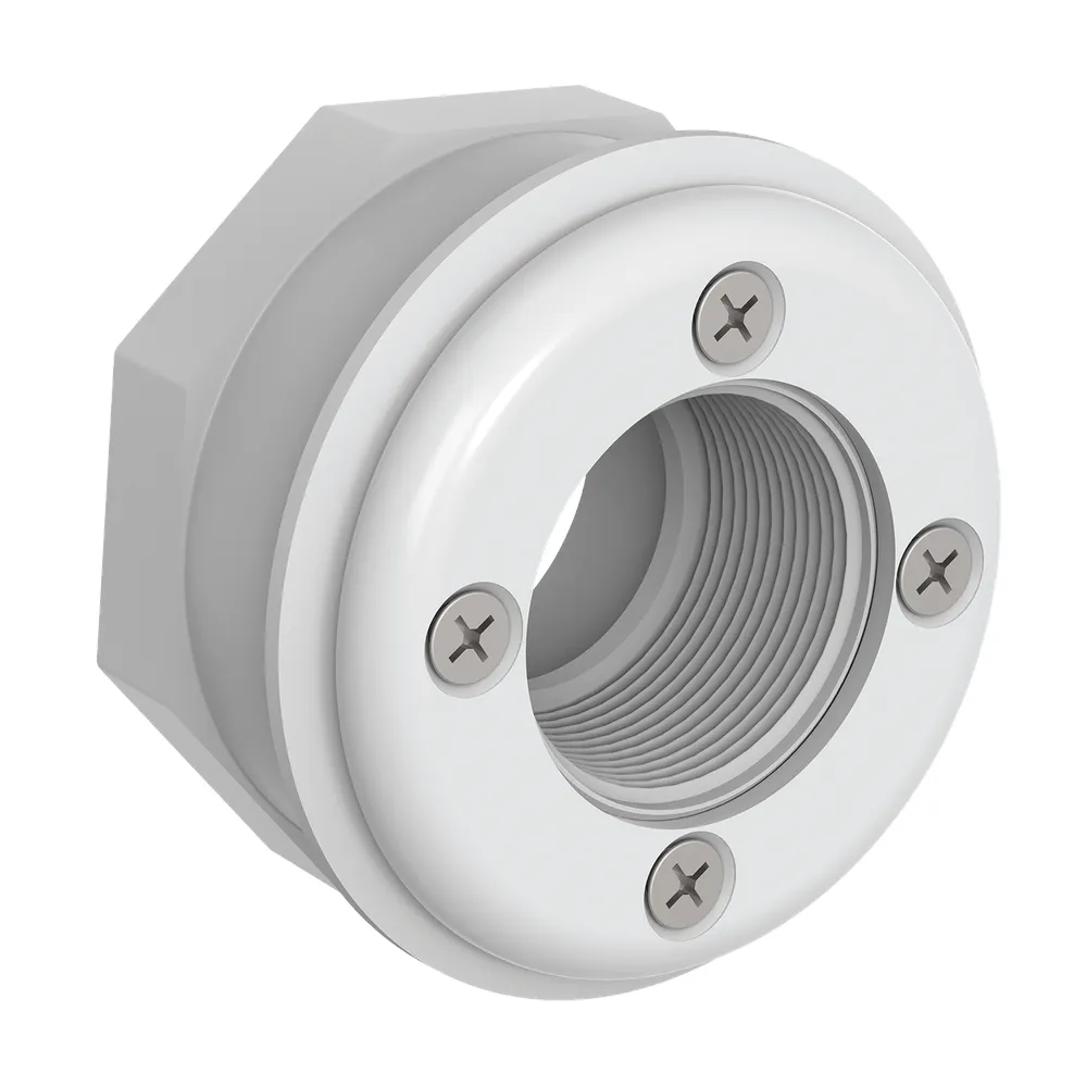 AquaStar 4-Screw Vinyl Fitting with 1.5″ Socket – White