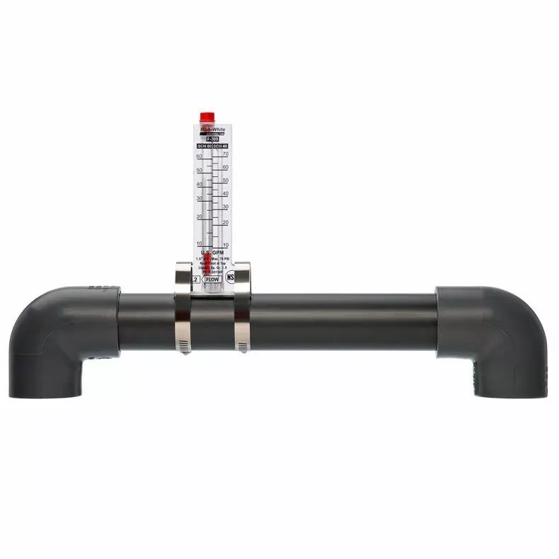 Bue White Top Mount PVC Flow Meter, 1.5 in.