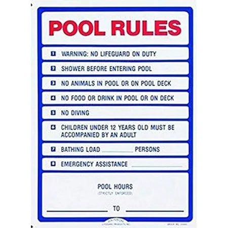 California Pool Rules Sign