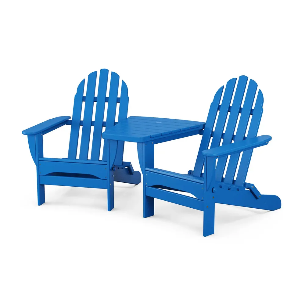 Classic Folding Adirondacks W/ Angled Connecting Table