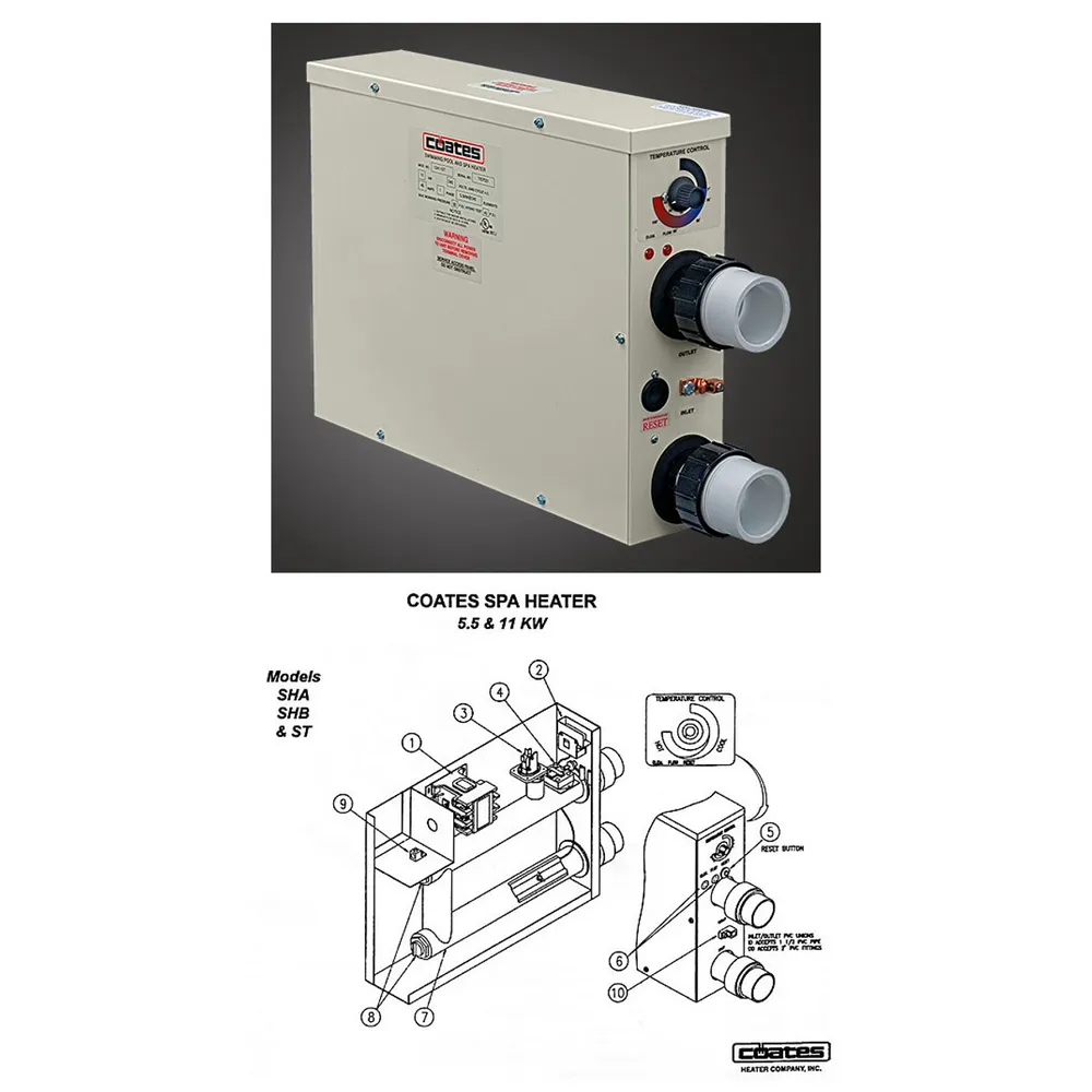 COATES SPA & HOT TUB HEATER MODEL 12411 ST 11KW 240V 46AMP