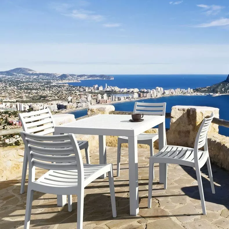 Compamia Ares 5 Piece Resin Square Outdoor Dining Set, White