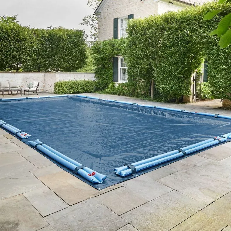 Doheny’s 10 Year Solid Winter Cover for 18×36 ft Rectangular Pools with 12 Water Bags
