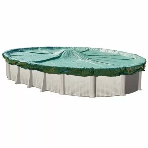 Doheny’s 12 Year Solid Winter Cover for 16×40 ft Oval Pools with 50 Cover Clips