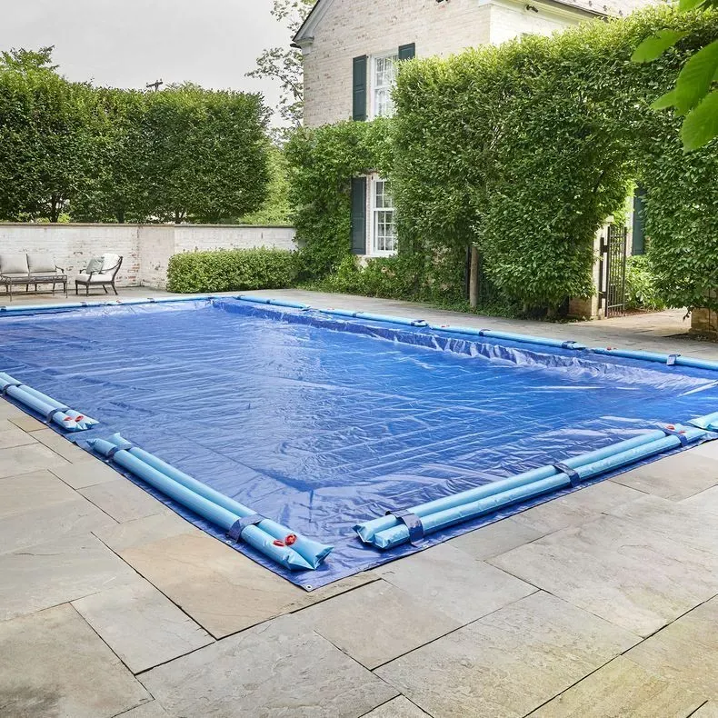 Doheny’s 16 Year Solid Winter Cover for 12×24 ft Rectangular Pools with 10 Water Bags