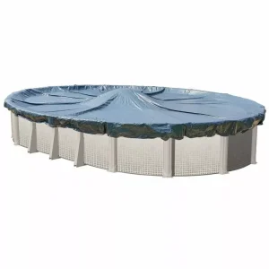 Doheny’s 4 Year Economy Winter Cover for 16×32 ft Oval Pools with 50 Cover Clips