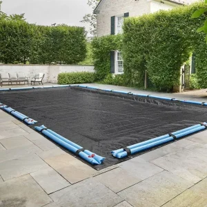 Doheny’s 5 Year Mesh Winter Cover for 14×28 ft Rectangular Pools with 10 Water Bags