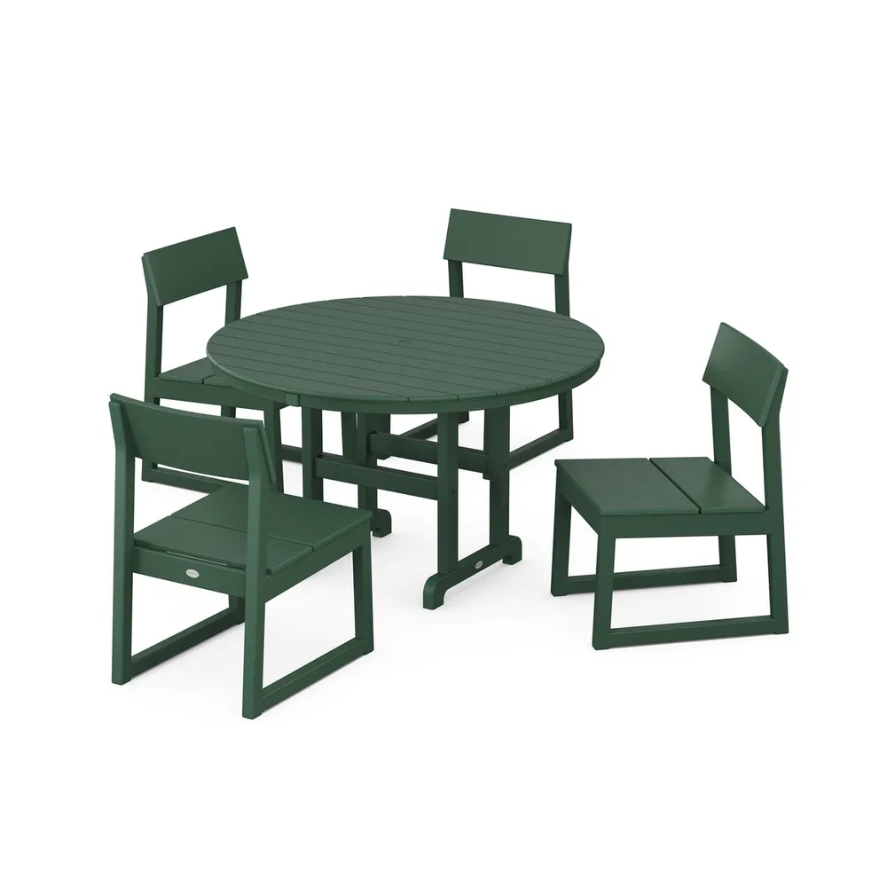 Edge 5 Piece Side Chair Round Farmhouse Dining Set