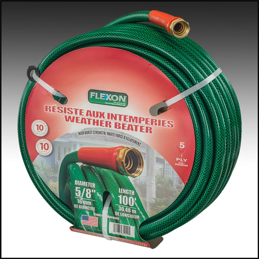 Flexon Weather Beater High Burst Strength Lawn and Garden Hose 5/8″ x 100 Feet