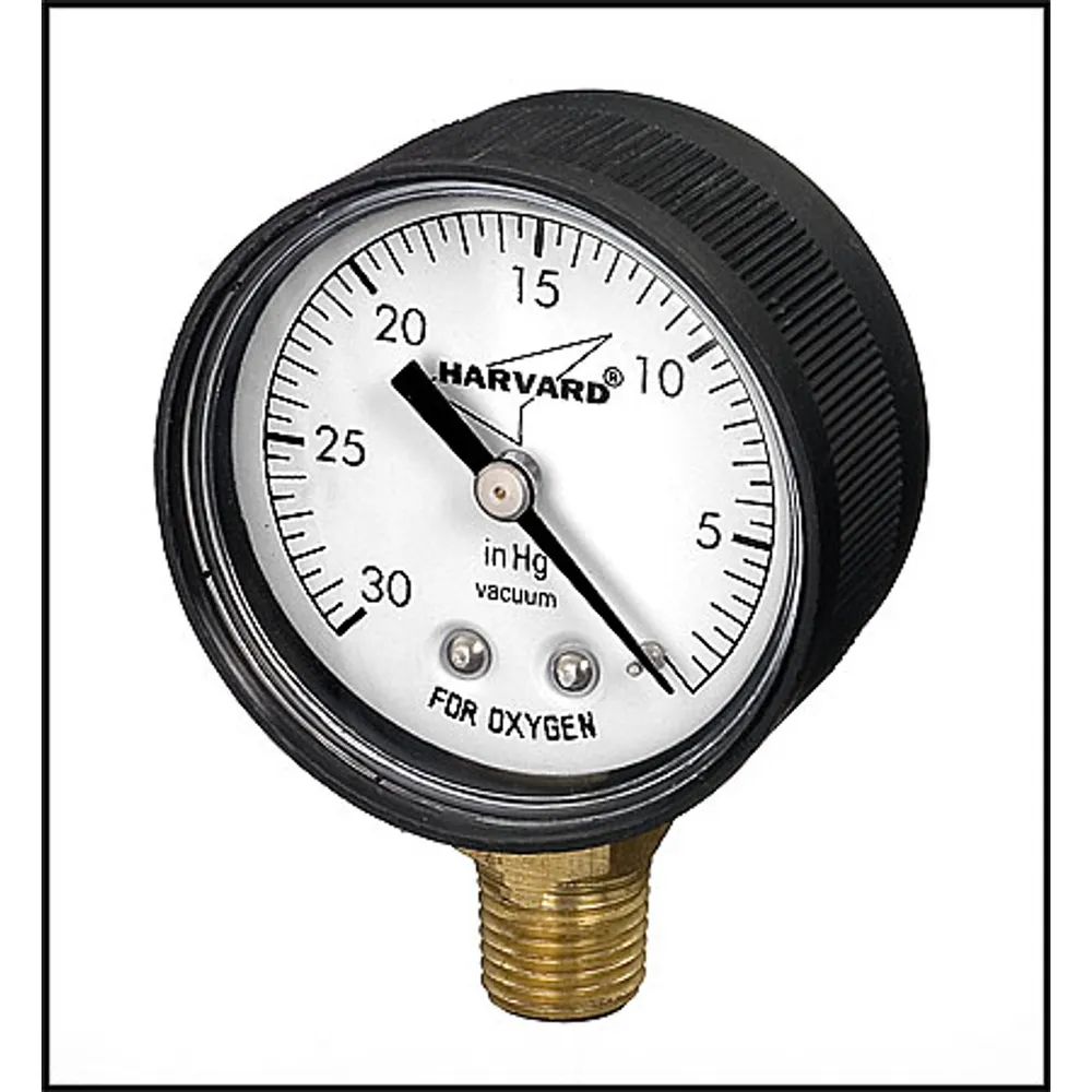 Gauge -2″ Vacuum 1/4″ Bottom (Black Plastic Case)
