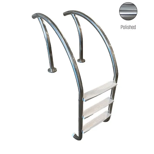 GPP – Modern Cooler 3 Step Polished Ladder w/ White Heavy Duty Treads – Salt Friendly