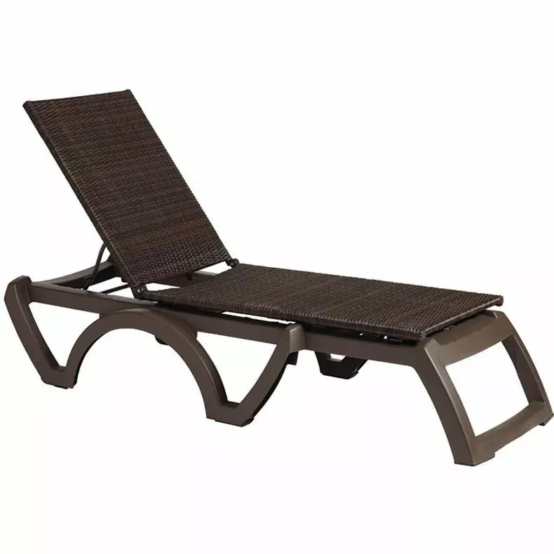 Grosfillex Java Wicker Chaise, Bronze Frame on Bronze Sling