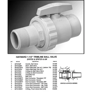 Hayward 1-1/2″” MIP X 1-1/2″” FIT ABS Ball Valve (#SP0723)