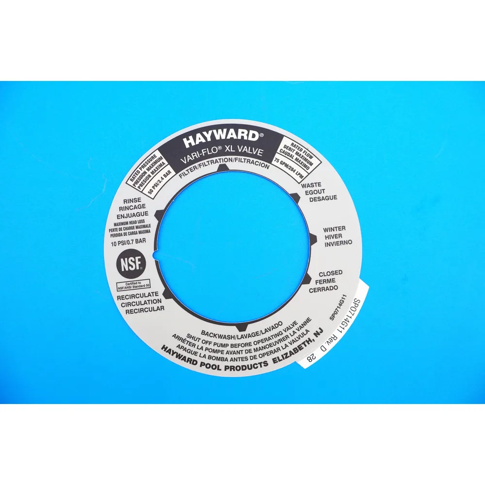 Hayward Vari-Flo Backwash Valve Label SPX0714G