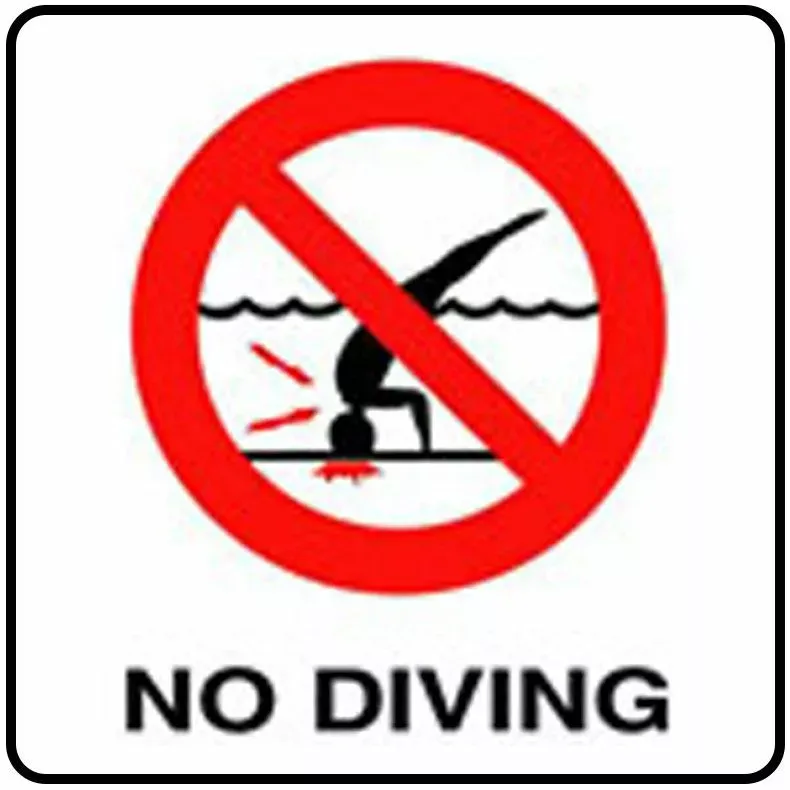 Inlays V621500 Stick-on Vinyl Single Message Info Tile, No Diving Image