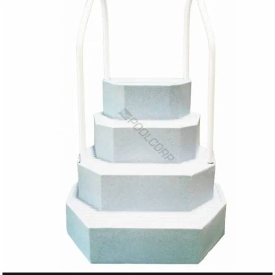 King Cake Pool Step White Granite Dual Handrails