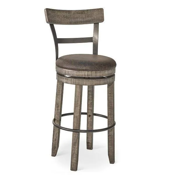 Kingston Swivel 30″ Barstool W/ Back – Rustic Grey