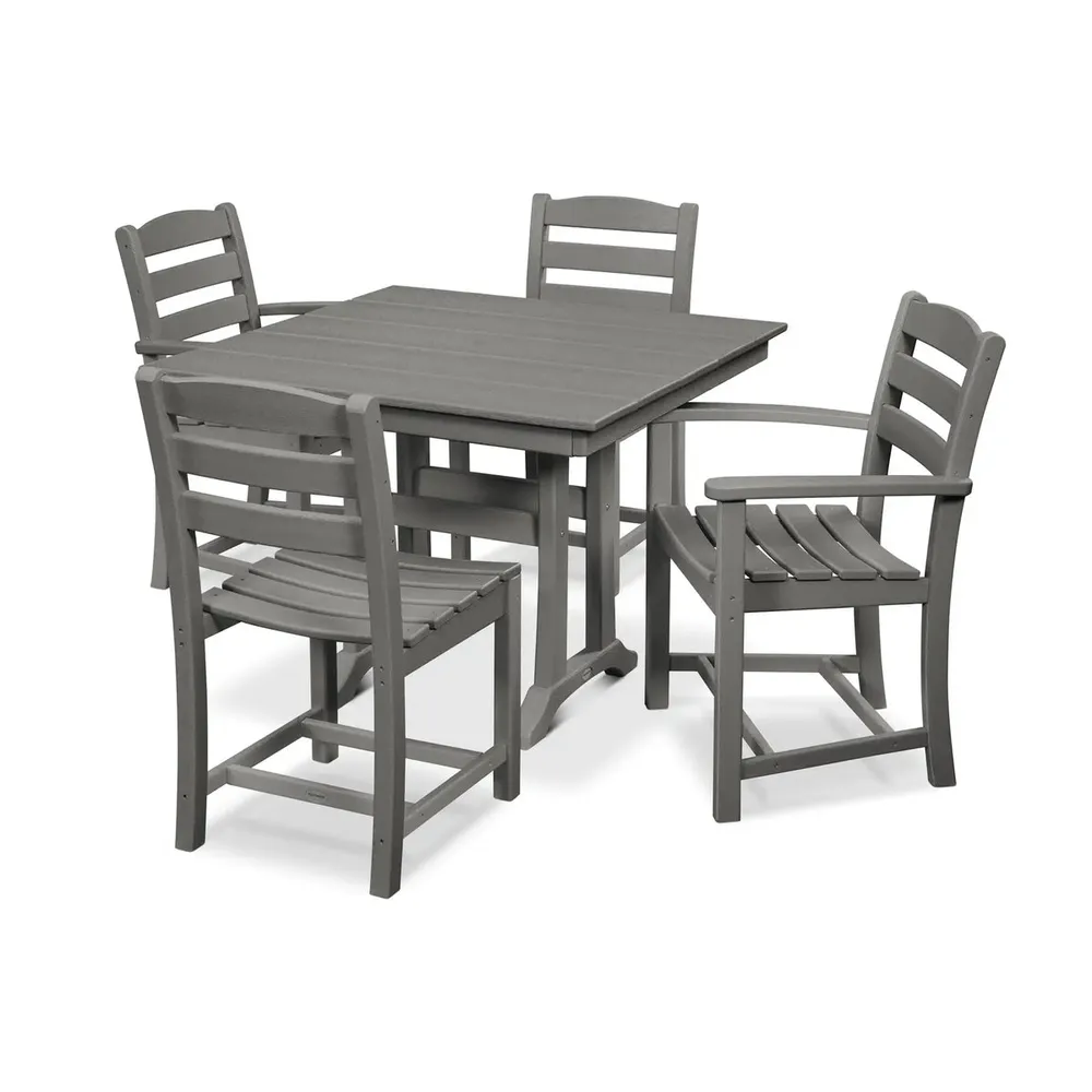 La Casa Café 5 Piece Farmhouse Dining Set W/ Trestle Legs