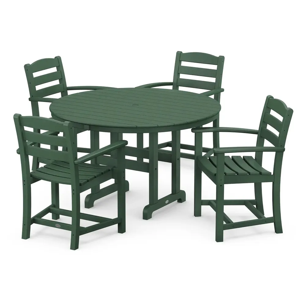 La Casa Café 5 Piece Round Farmhouse Arm Chair Dining Set
