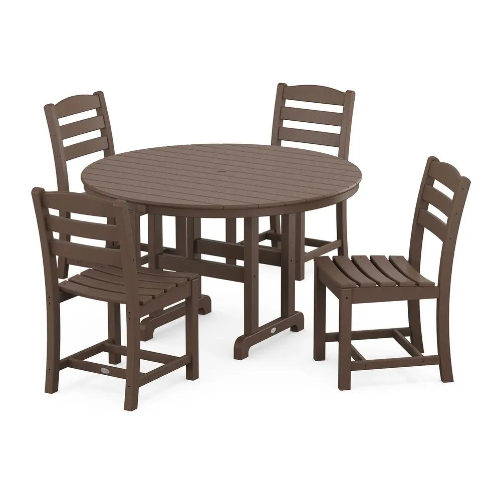 La Casa Café 5 Piece Side Chair Round Farmhouse Dining Set