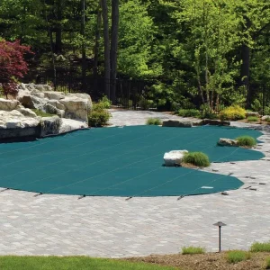 Meyco 12 Year Mesh MeycoLite Safety Cover for 15×30 ft Rectangular Pool, Green