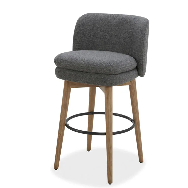 Mia Swivel Fabric 30″ Barstool – Grey