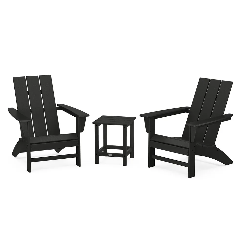 Modern 3 Piece Adirondack Set W/ 18″ Long Island Side Table