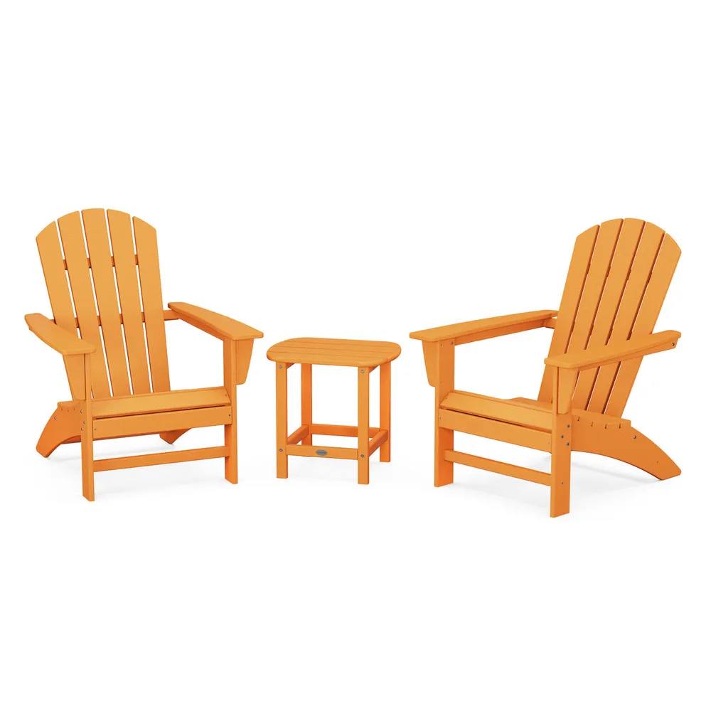 Nautical 3 Piece Adirondack Set W/ 18″ South Beach Side Table