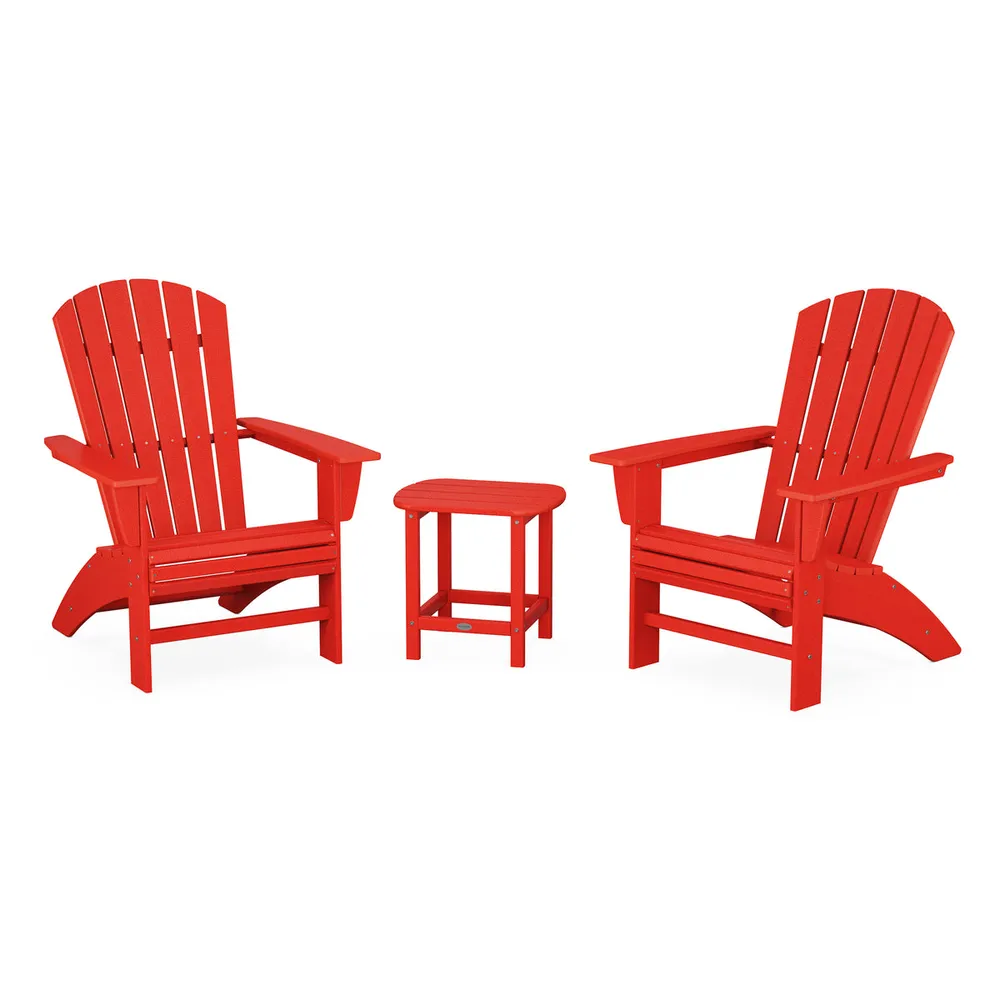 Nautical 3 Piece Curveback Adirondack Set