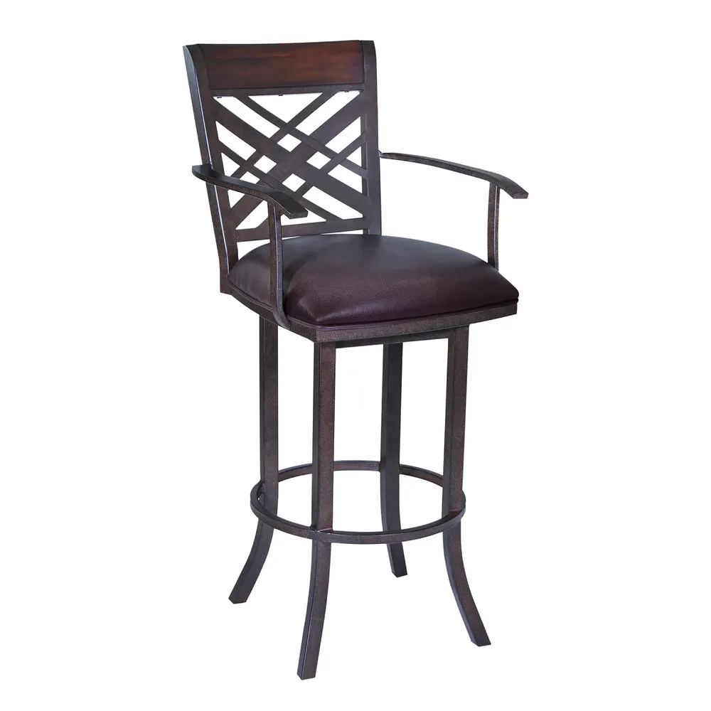 Pompano Swivel 26″ Counter Stool W/ Arms – Mineral/Brown