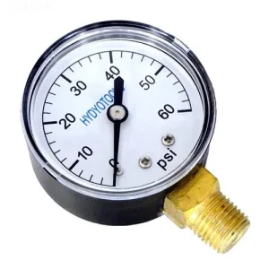 Pool Filter Pressure Gauge Steel Bottom Mount 1/4″ 0-60 PSI