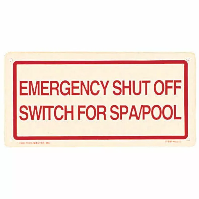 Poolmaster Emergency Shut Off Sign, 12×6 in