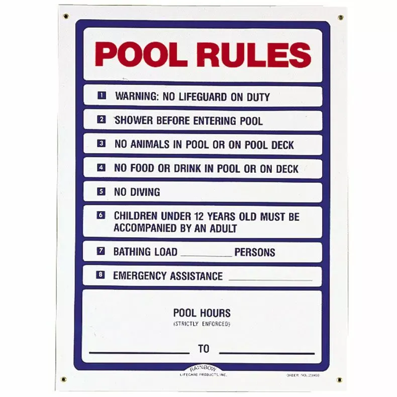 Poolmaster Pool Rules Sign, 18×24 in, English