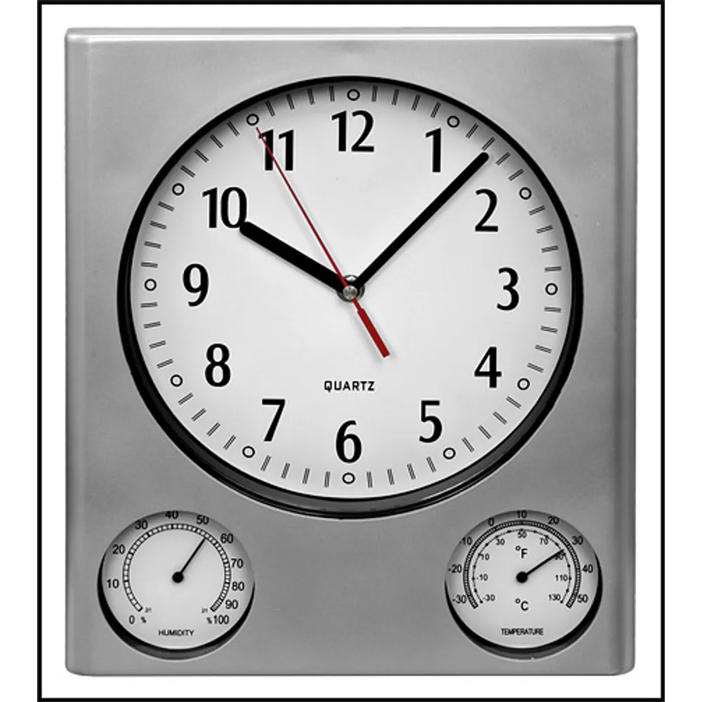 Poolmaster Silver Finish Thermometer/Hygrometer Clock (#52602)
