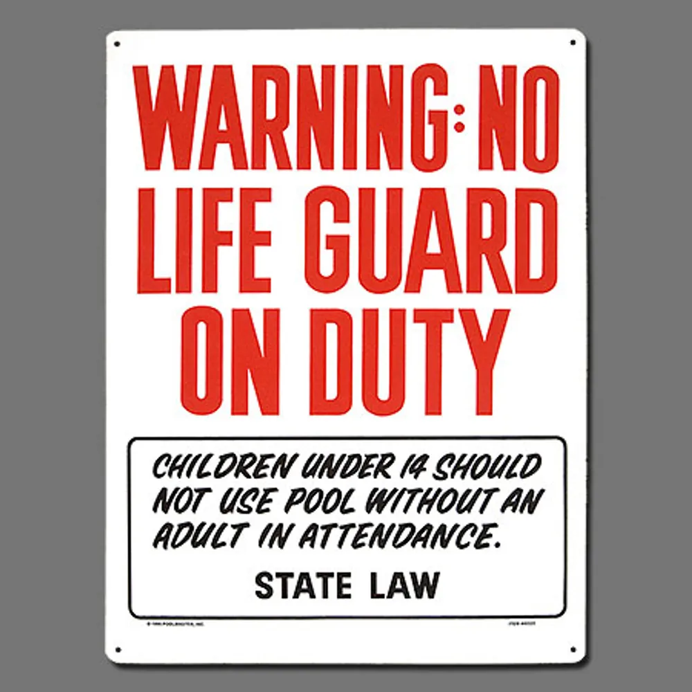 Poolmaster “Warning No Lifeguard” Sign (#40323)