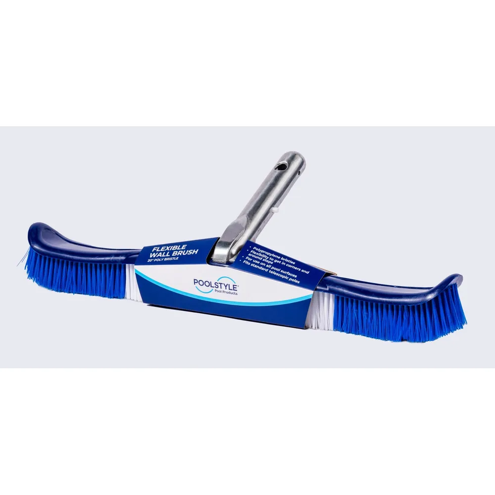 Poolstyle Pro 20″ Flex Wall Brush, Poly Bristles, Metal Handle