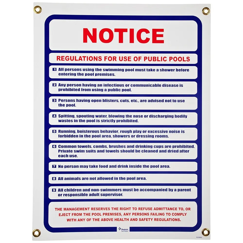 Public Pool Use Notice Sign
