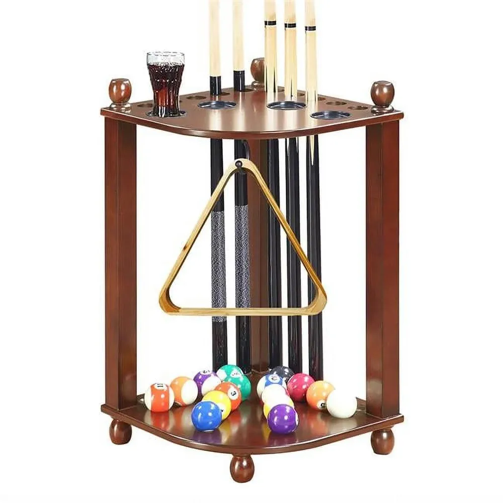 Regent Corner Floor Cue Rack – Walnut Finish