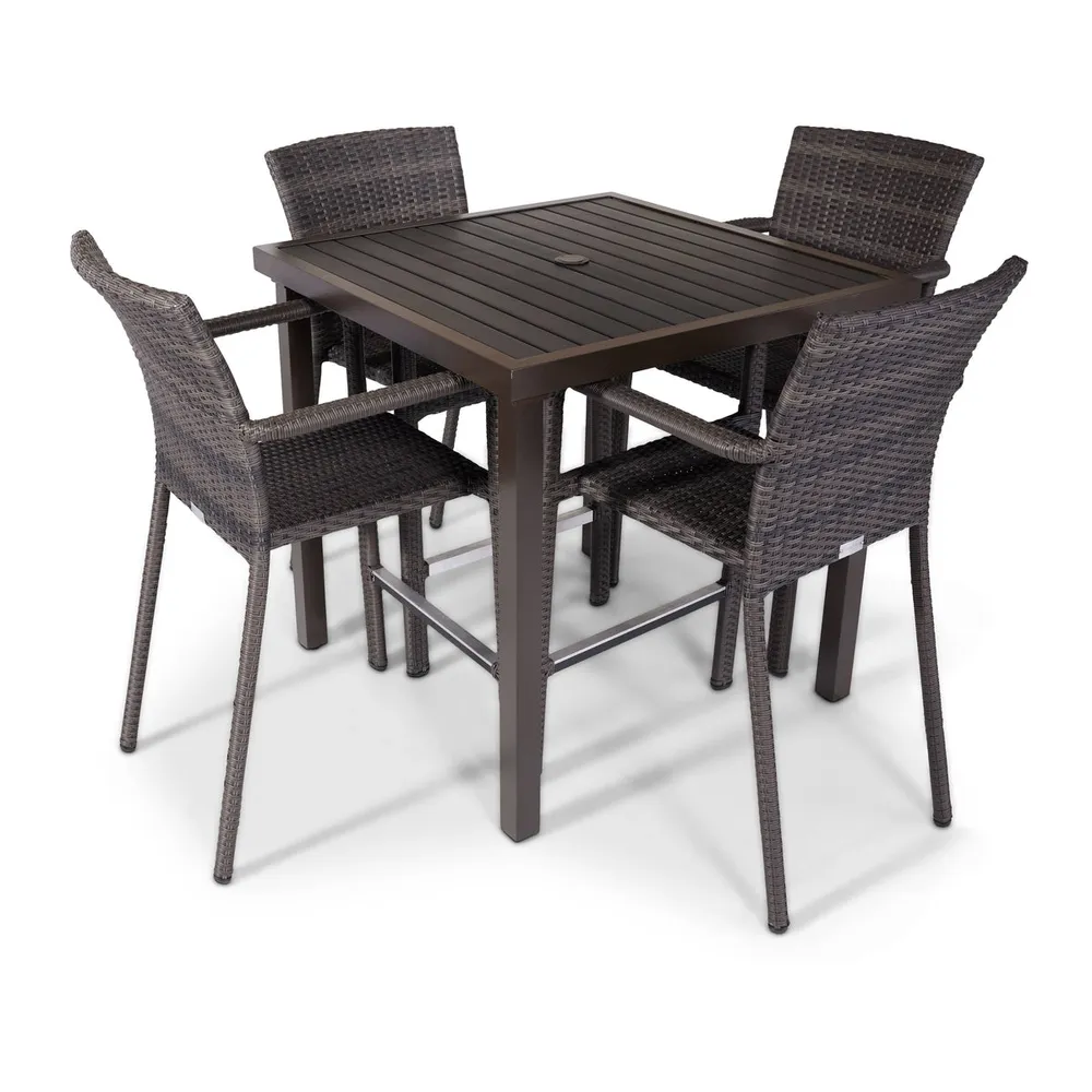 St. Kitts Woven 5 Piece Counter Height Group – Roasted Pecan