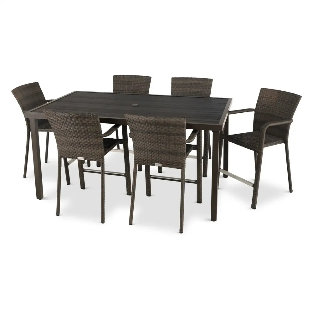 St. Kitts Woven 7 Piece Counter Height Group – Roasted Pecan