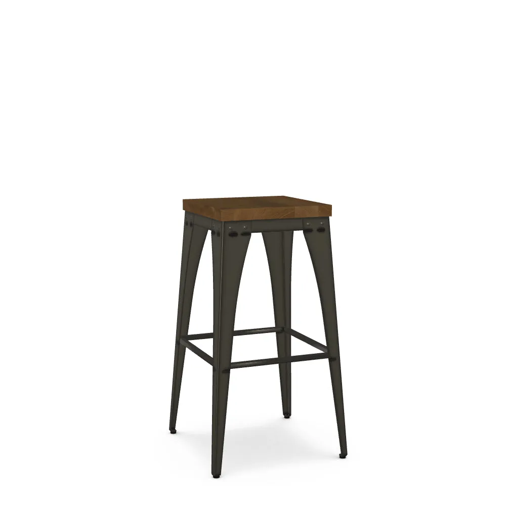 Upright Backless Barstool – Wood Seat