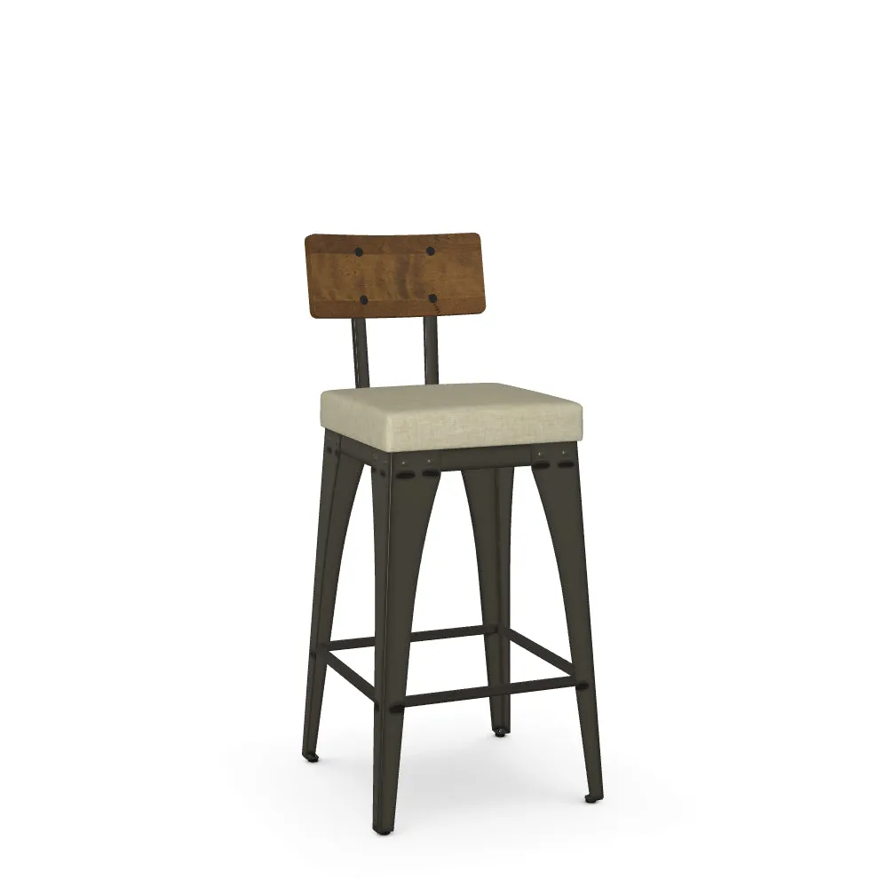 Upright Counter Stool – Material Seat/Wood Back