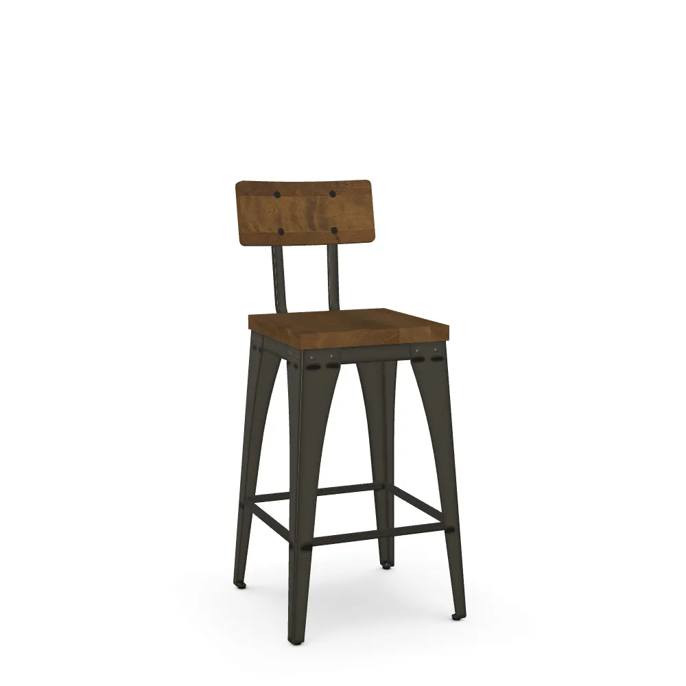 Upright Counter Stool – Wood Seat/Wood Back