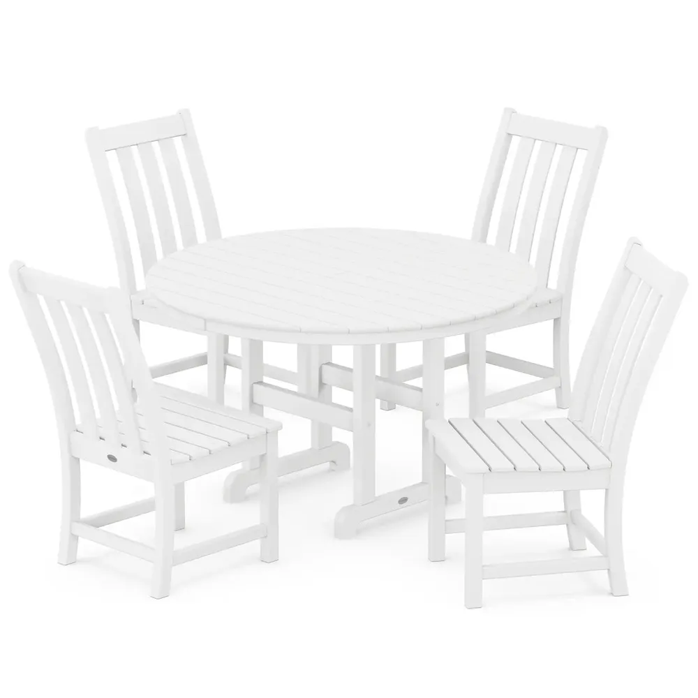 Vineyard 5 Piece Round Farmhouse Side Chair Dining Set